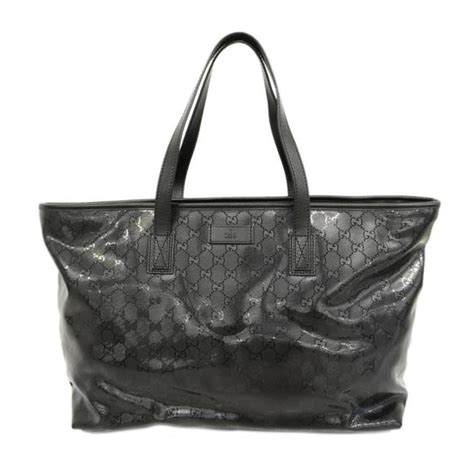 gucci 211120|GUCCI Tote Bag GG Imprime 211120 Leather Black Women's.